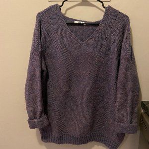 Woven v-neck sweater (purple)